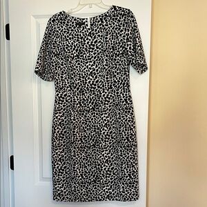 Talbots Black and White Animal Patterned Midi Dress